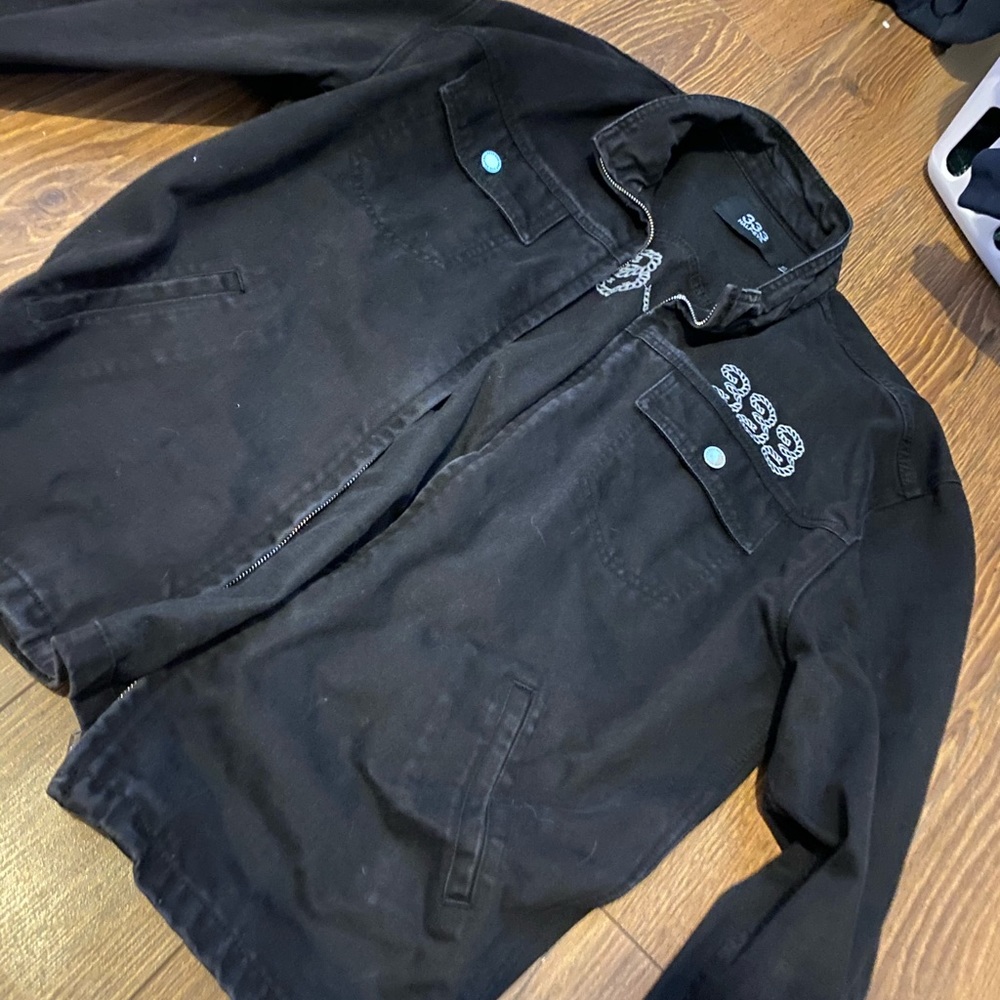 “Half Evil” Black denim jean jacket